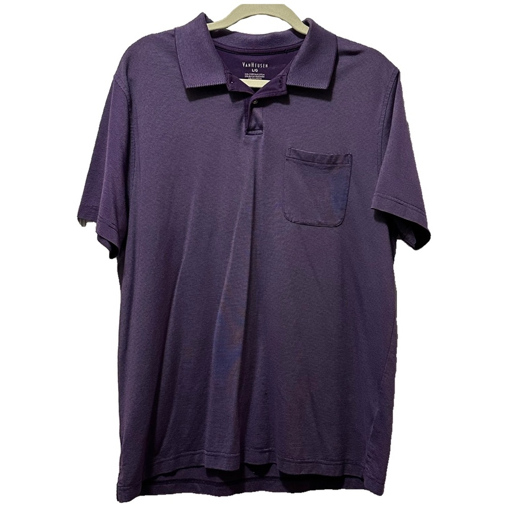 Van Heusen Purple Polo Shirt Men’s Size Large Short Sleeve Collared Pocket